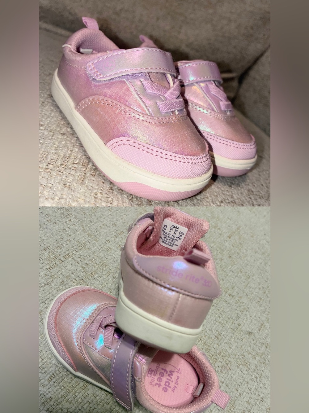 Stride Rite Shimmery Pink Toddler Sneakers with Hook-and-Loop Strap